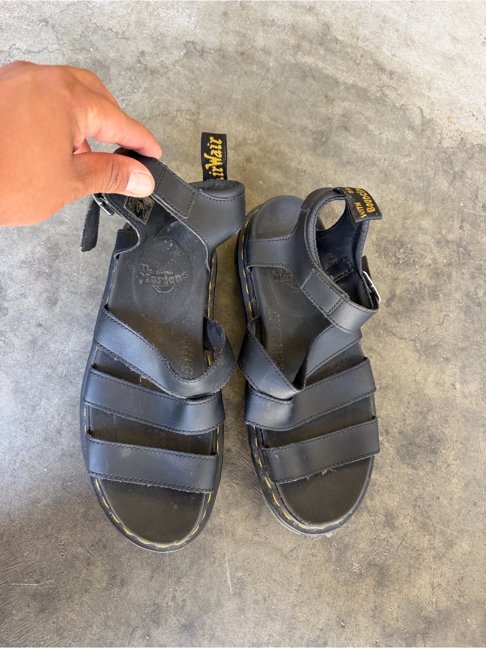 Dr. Martens Blaire Athena Strap Leather Sandals - Black Size 9 - Picture 2 of 7
